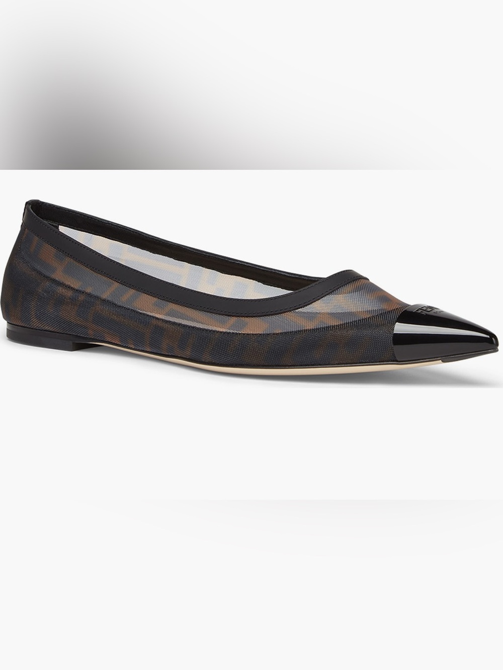 Fendi Colibrí Mesh Ballet Flat in Brown and Black